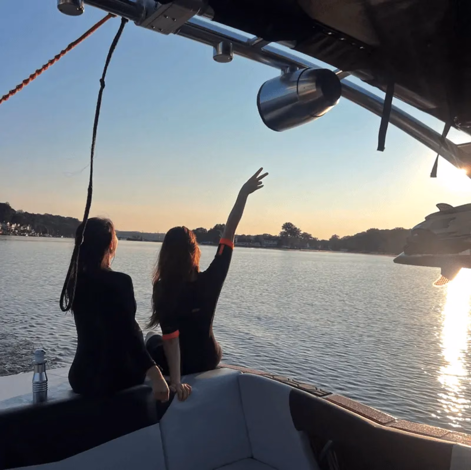 Celebrating at sunset on the water